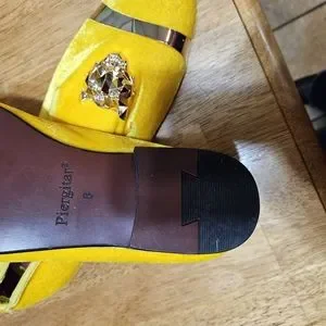 Piergitar Men\'s Gold Velvet Flats/Loafers with Gold Lion Size 8 Amazon.com | Justar Men main image 4